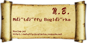 Mátéffy Boglárka névjegykártya